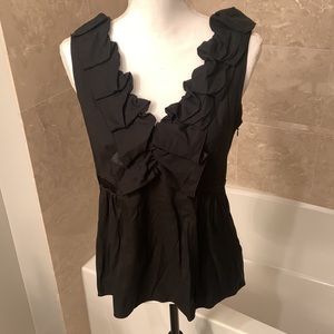 Rebecca Taylor Silk V- Neck Ruffle Top